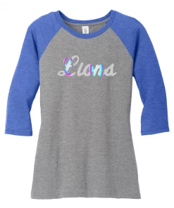 St. Luke Lions Ladies Tri-Blend Holographic 3/4 Sleeve T