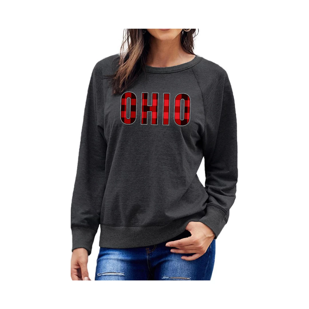 Joe's Collectibles Spirit Wear Ohio Buffalo Plaid Sponge Fleece Sweatshirt/ Charcoal 1 Joe's Collectibles Spirit Wear Ohio Buffalo Plaid Sponge Fleece Sweatshirt/ Charcoal