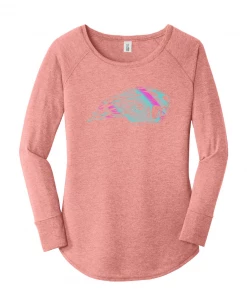 Beavercreek Beavers Ladies Rainbow Holo Tri-Blend Long Sleeve Tee