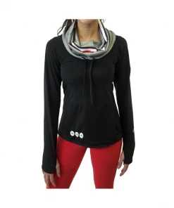 Joe's Collectibles The Ohio State University Luxe Funnel Neck Long Sleeve Top/Black